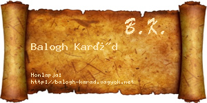 Balogh Karád névjegykártya
